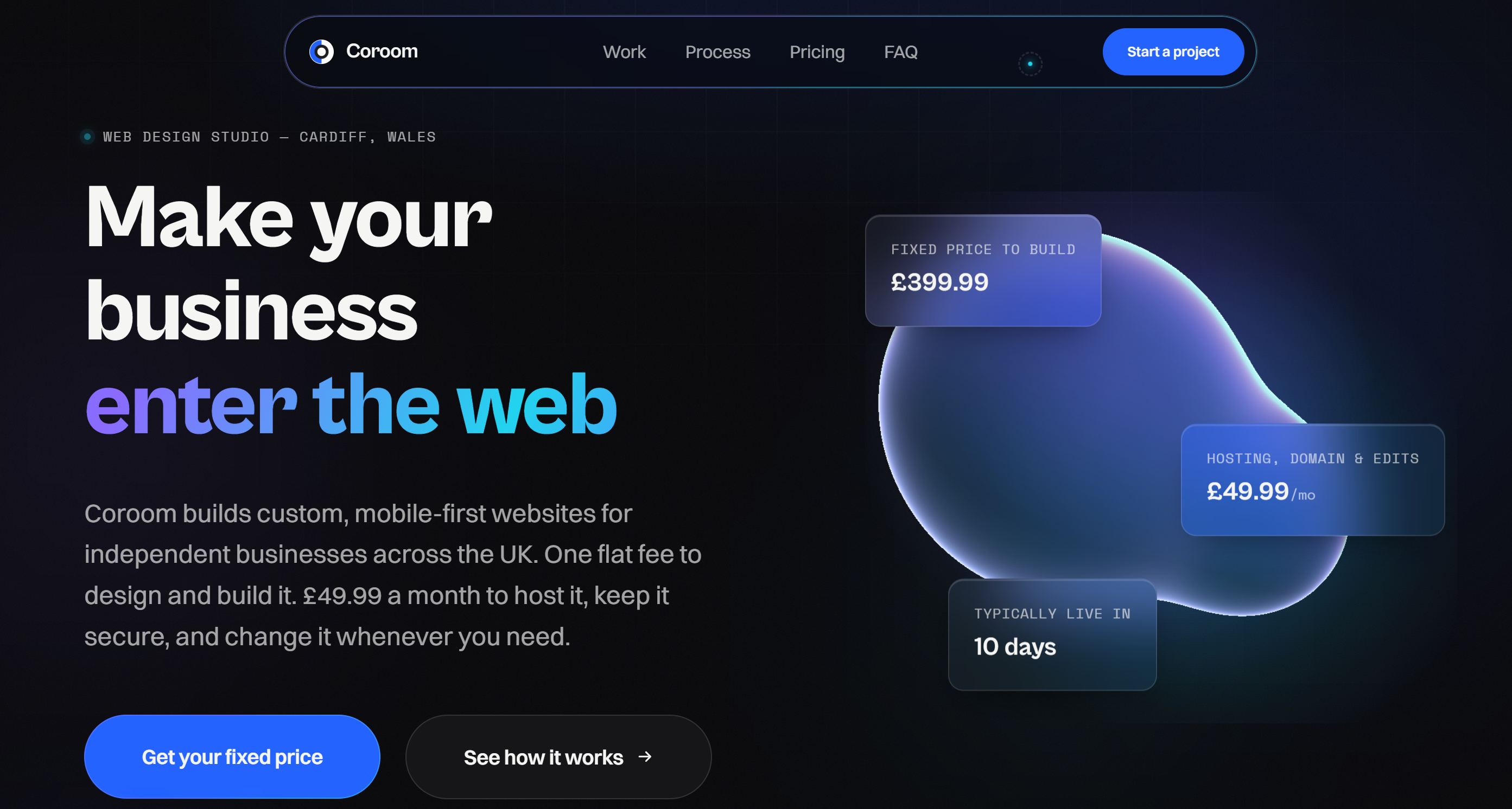 Screenshot of the coroom.co.uk homepage